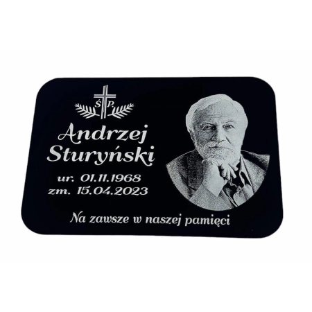 Tabliczka nagrobna z grawerowanym zdjęciem 25x17 cm - czarna, akrylowa